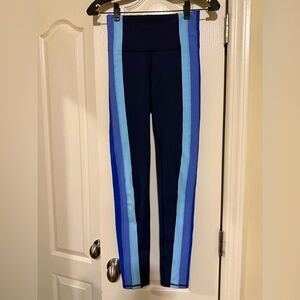 Terez New York High waisted Long Leggings Navy With Side Stripes Size XS